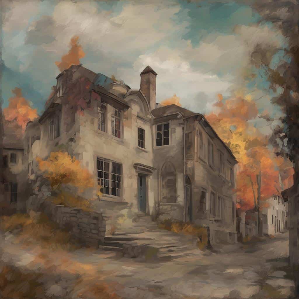 Παλιό αρχοντικό σε φθινοπωρινό σκηνικό, τέχνη και καινοτομία στη σύγχρονη τέχνη.